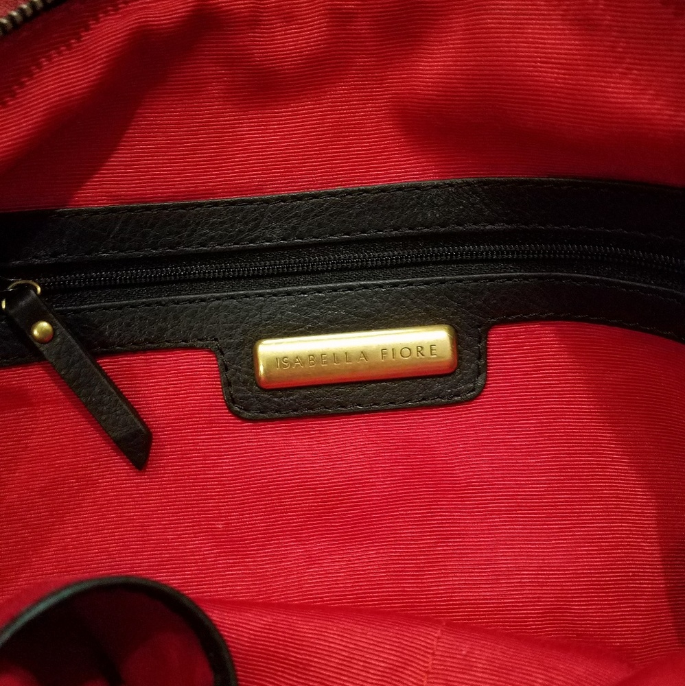 Isabella Fiore ~ Black Leather & Tapestry Handbag - Picture 8 of 8